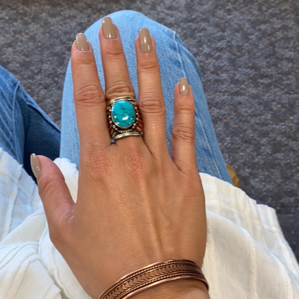 Genuine turquoise and red stones